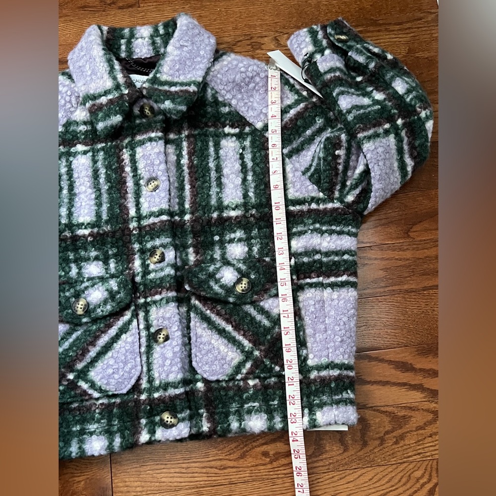 NWT- CALVIN KLEIN Women's Faux Sherpa Plaid Shirt Jacket Sz M - Picture 9 of 10